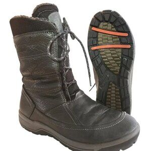 Ecco Winter Snow Boots | Women’s 7 | Black Leather, Lace Up, Rugged Sole